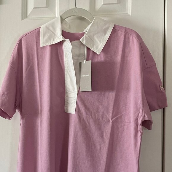 New Everlane The Organic Cotton Polo Short Sleeve Dress Mauve Size M Medium - Picture 4 of 9